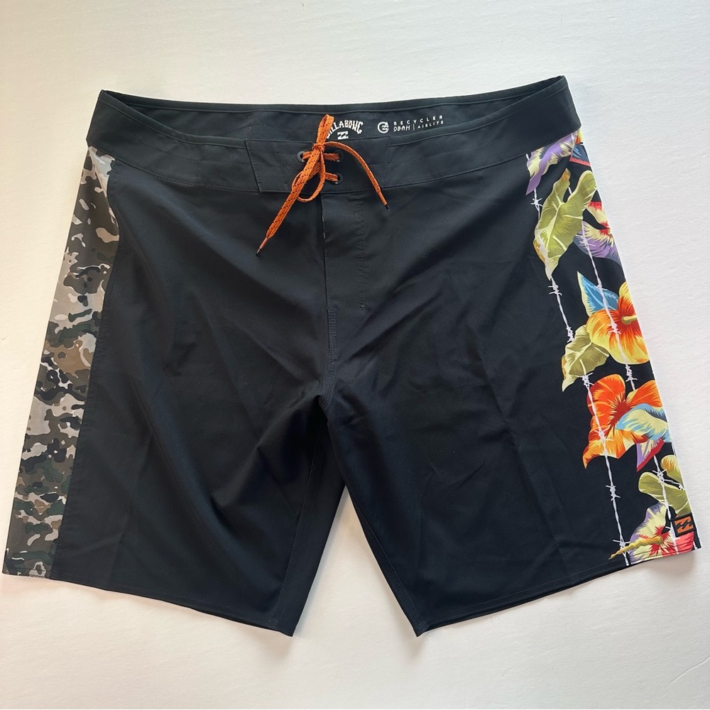 Billabong Recycler Dbah Pro Board Shorts Mens 38 Black Camo Floral Swim Shorts